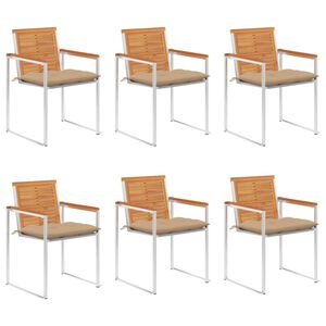vidaXL Zahradn&iacute; židle 6 ks s podu&scaron;kami masivn&iacute; ak&aacute;ciov&eacute; dřevo