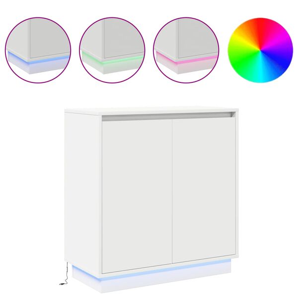 vidaXL LED komoda s polic&iacute; B&iacute;l&aacute; 71 x 34,5 x 75 cm kompozitn&iacute; dřevo