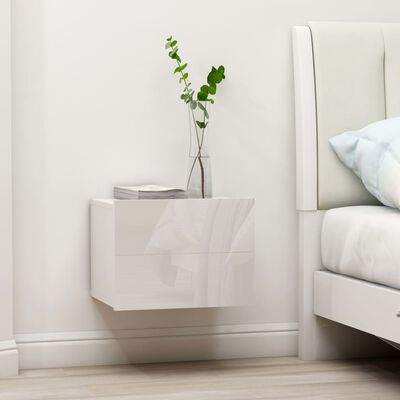 vidaXL Noční stolek bílý s vysokým leskem 40 x 30 x 30 cm dřevotříska