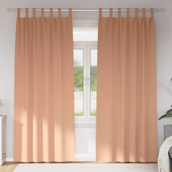 vidaXL Z&aacute;věsy na zatemněn&iacute; s kroužky 2 pcs Světle hněd&aacute; 260 x 140 cm