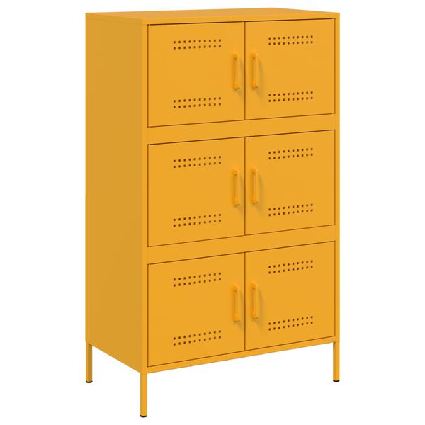 vidaXL Skř&iacute;ň highboard hořčicově žlut&aacute; 68 x 39 x 113 cm ocel