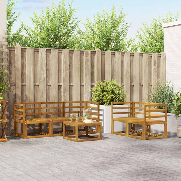 vidaXL Venkovn&iacute; pohovkov&aacute; souprava 6 pcs Přirozen&aacute; a Kr&eacute;mov&aacute;