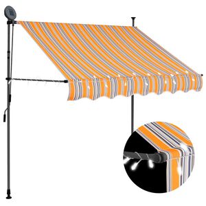 vidaXL Ručně zatahovac&iacute; mark&yacute;za s LED světlem 100 cm žlutomodr&aacute;