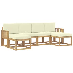 vidaXL Venkovn&iacute; pohovkov&aacute; souprava 6 pcs B&iacute;l&aacute; a kr&eacute;mov&aacute; Polyester