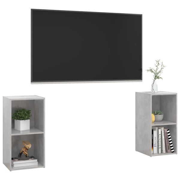 vidaXL TV skř&iacute;ňky 2 ks betonově &scaron;ed&eacute; 72x35x36,5 cm kompozitn&iacute; dřevo