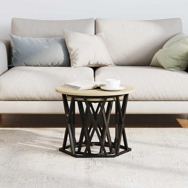 vidaXL Bočn&iacute; stůl 2 pcs Sonoma dub Inžen&yacute;rsk&eacute; dřevo a ocel