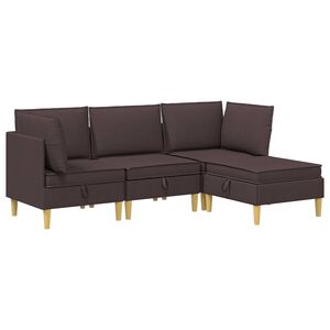 vidaXL Modul&aacute;rn&iacute; pohovka se storage 4 ks Tmavě hněd&aacute; Textil