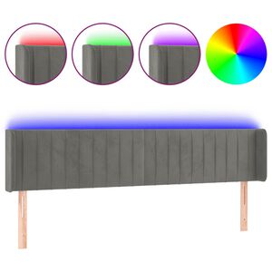 vidaXL Čelo postele s LED světle &scaron;ed&eacute; 163 x 16 x 78/88 cm samet