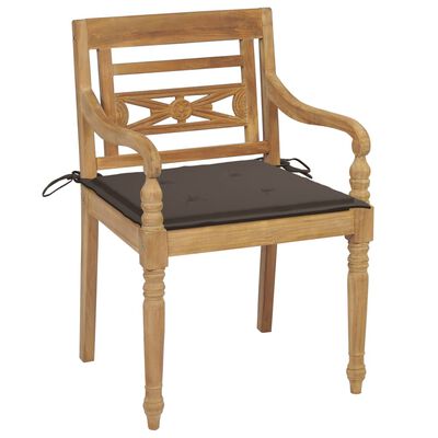 vidaXL Židle Batavia 2 ks s taupe poduškami masivní teakové dřevo
