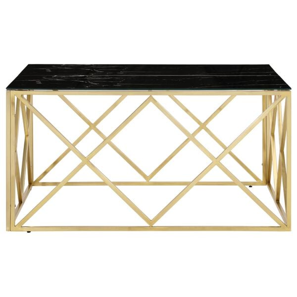 vidaXL Konferenční stolek zlatý nerezová ocel a tvrzené sklo