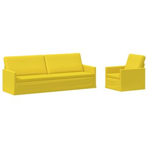 vidaXL Set pohovek 2 pcs Světl&aacute; žlut&aacute; Textil