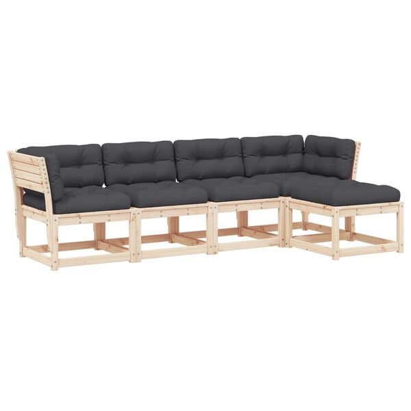 vidaXL 5d&iacute;ln&aacute; zahradn&iacute; sedac&iacute; souprava s podu&scaron;kami masivn&iacute; borovice