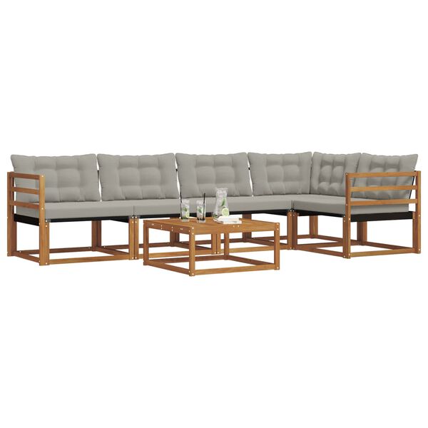 vidaXL Venkovn&iacute; pohovkov&aacute; souprava 6 pcs Př&iacute;rodn&iacute; a světle &scaron;ed&aacute;