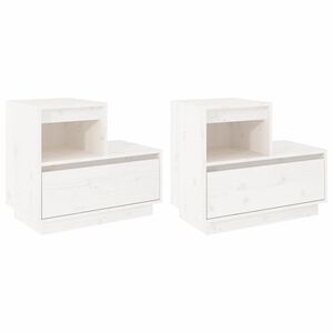 vidaXL Nočn&iacute; stolky 2 ks b&iacute;l&eacute; 60 x 34 x 51 cm masivn&iacute; borov&eacute; dřevo