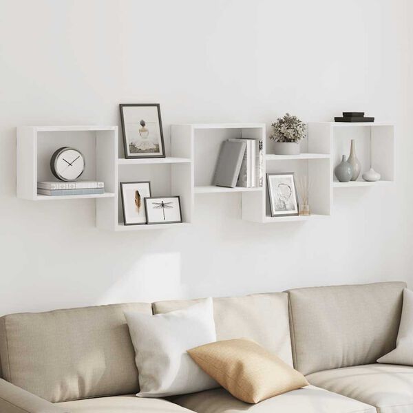 vidaXL N&aacute;stěnn&aacute; police 5 přihr&aacute;dek b&iacute;l&aacute; kompozitn&iacute; dřevo