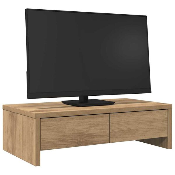 vidaXL Stojan na monitor se zásuvkami dub artisan 50x27x15 cm kompozit