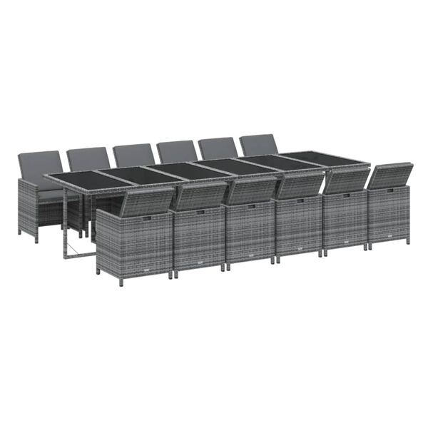 vidaXL 13d&iacute;ln&yacute; zahradn&iacute; j&iacute;deln&iacute; set s podu&scaron;kami polyratan &scaron;ed&yacute;