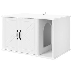 vidaXL Kočič&iacute; dům B&iacute;l&aacute; 85 x 55 x 50,5 cm Kompozitn&iacute; dřevo