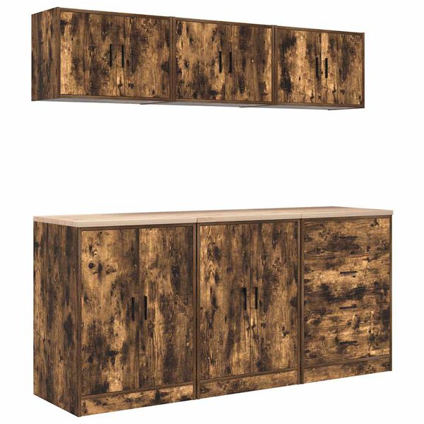 vidaXL Garážové skříně 6 ks kouřový dub kompozitní dřevo