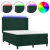 vidaXL Box spring postel s matrac&iacute; a LED tmavě zelen&aacute; 140x200 cm samet