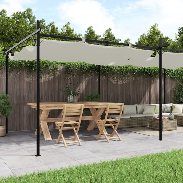 vidaXL Pergola se zatahovac&iacute; střechou kr&eacute;mov&aacute; 589 x 292 x 230 cm