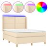vidaXL Box spring postel s matrac&iacute; a LED kr&eacute;mov&aacute; 140x200 cm textil
