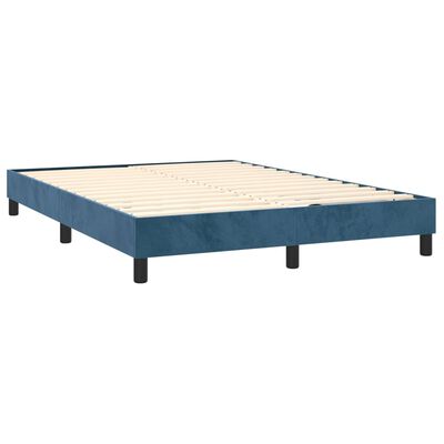 vidaXL Box spring postel s matrací tmavě modrá 140x200 cm samet
