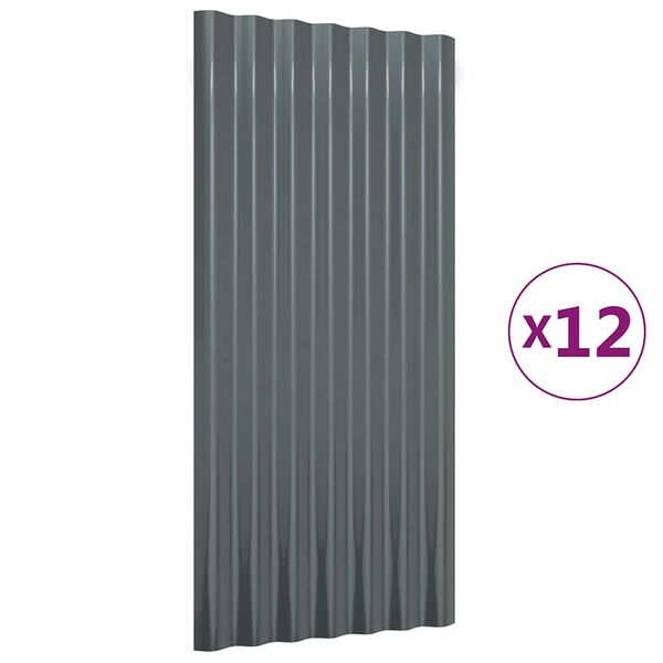 vidaXL Střešní panely 12 ks pozinkovaná ocel antracit 80 x 36 cm