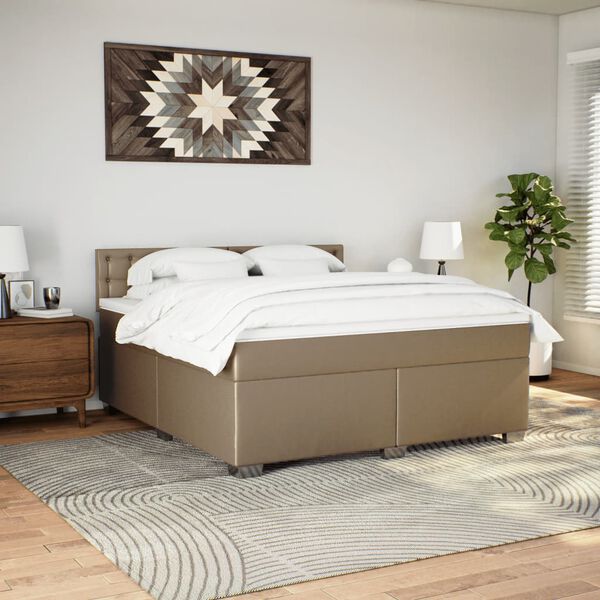 vidaXL Box spring postel s matrac&iacute; cappuccino 180 x 200 cm uměl&aacute; kůže