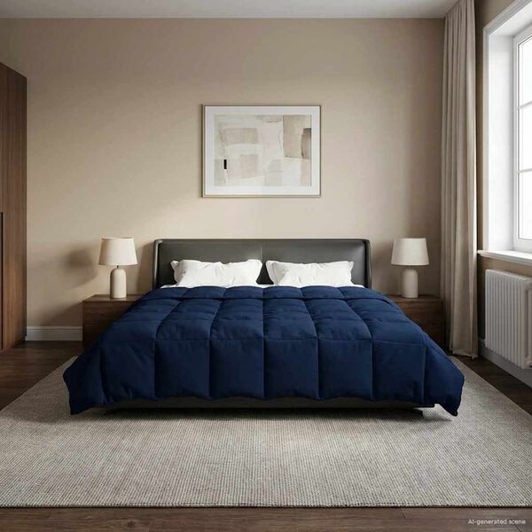 vidaXL Zimn&iacute; přikr&yacute;vka &Scaron;něrov&aacute;n Tmavě modr&aacute; 200 x 200 cm Mikrovl&aacute;kno