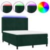 vidaXL Box spring postel s matrac&iacute; a LED tmavě zelen&aacute; 140x190 cm samet