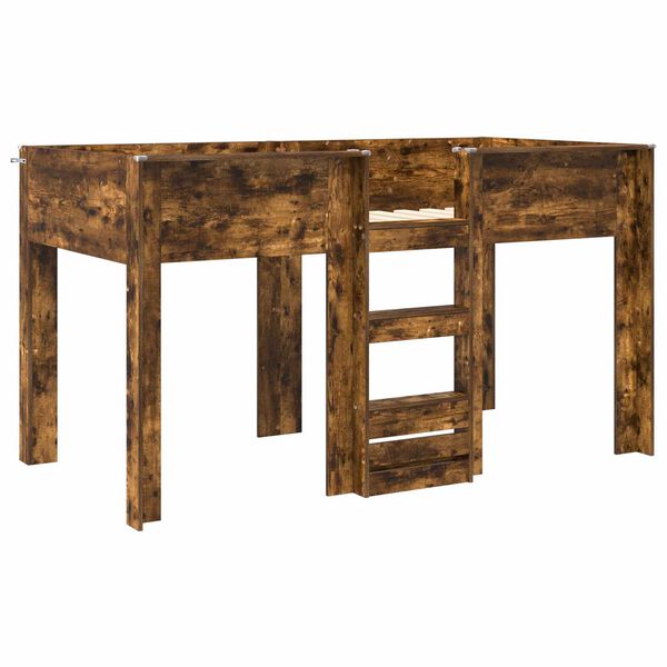 vidaXL Patrov&aacute; postel pro děti s matrac&iacute; Kouřov&yacute; dub 100 x 200 cm