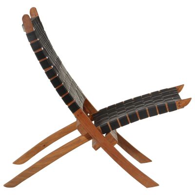 vidaXL Skládací relaxační židle černá pravá kůže