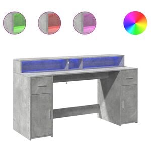 vidaXL Psac&iacute; stůl s LED betonově &scaron;ed&yacute; 160x55x91 cm kompozitn&iacute; dřevo