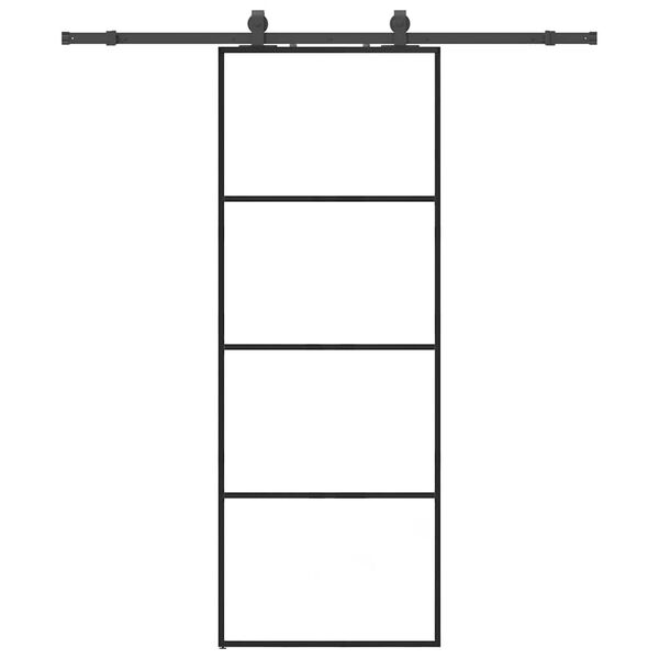 vidaXL Posuvn&eacute; dveře se sadou kov&aacute;n&iacute; čern&eacute; 76x205 cm ESG Glass