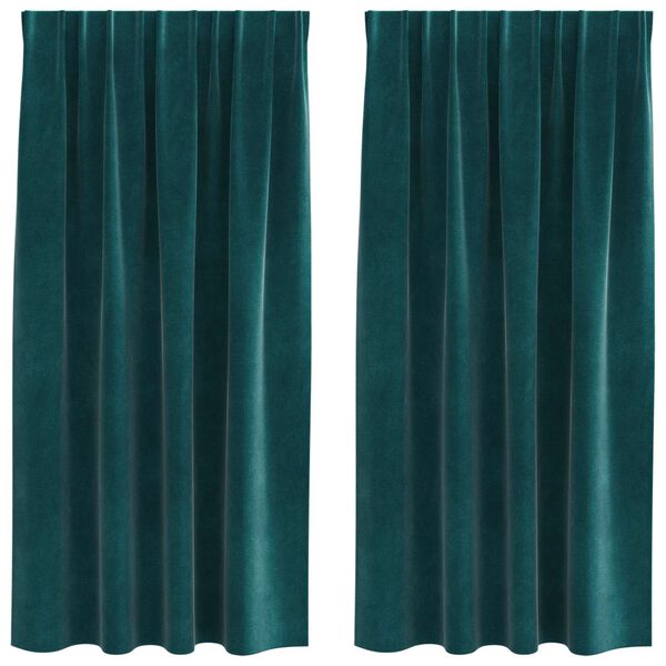 vidaXL Zatemňovac&iacute; z&aacute;věsy 2 pcs Tmavě zelen&aacute; 140 x 175 cm samet