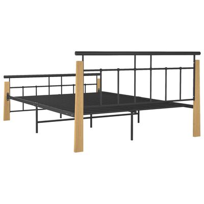 vidaXL Rám postele kov a masivní dubové dřevo 140 x 200 cm