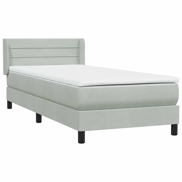 vidaXL Box spring postel s matrac&iacute; světle &scaron;ed&aacute; 80x210 cm samet
