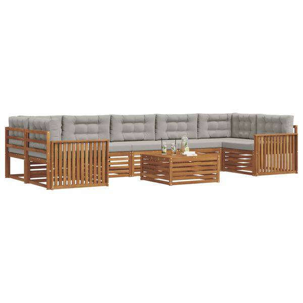 vidaXL Venkovn&iacute; pohovkov&aacute; souprava 8 pcs Př&iacute;rodn&iacute; a světle &scaron;ed&aacute;