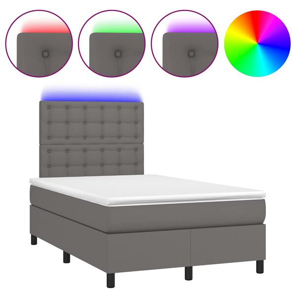 vidaXL Box spring postel s matrac&iacute; a LED &scaron;ed&aacute; 120 x 190 cm uměl&aacute; kůže