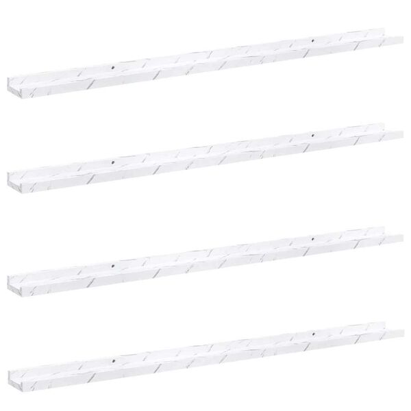 vidaXL N&aacute;stěnn&aacute; polička s polic&iacute; 4 pcs B&iacute;l&yacute; mramor 115 x 9 x 3 cm