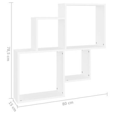 vidaXL Nástěnná čtvercová police bílá 80 x 15 x 78,5 cm dřevotříska