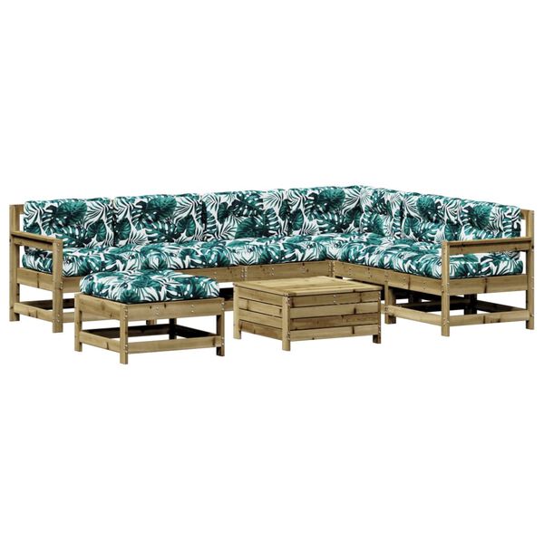 vidaXL 8d&iacute;ln&aacute; zahradn&iacute; sedac&iacute; souprava a podu&scaron;ky impregnovan&aacute; borovice