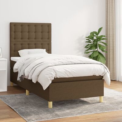 vidaXL Box spring postel s matrací tmavě hnědá 100 x 200 cm textil