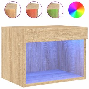 vidaXL Nočn&iacute; stolek s LED osvětlen&iacute;m n&aacute;stěnn&yacute; dub sonoma