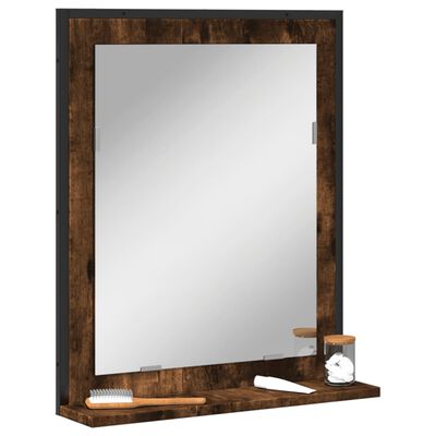 vidaXL Koupelnové zrcadlo s poličkou kouřový dub 50x12x60 cm kompozit