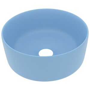 vidaXL Luxusn&iacute; umyvadlo kulat&eacute; matn&eacute; světle modr&eacute; 40 x 15 cm keramick&eacute;