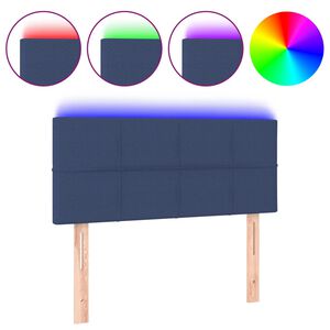 vidaXL Čelo postele s LED modr&eacute; 90x5x78/88 cm textil