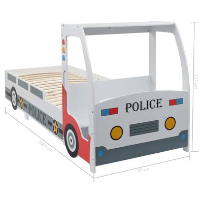 vidaXL Dětská postel policejní auto se stolem 90 x 200 cm