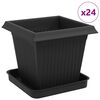 vidaXL Květin&aacute;če 24 ks Čern&aacute; Plast